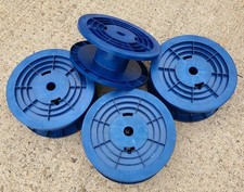 4 x Empty Cable Reels - Plastic Drums - Wire Rope Storage - Blue - 30cm Diameter
