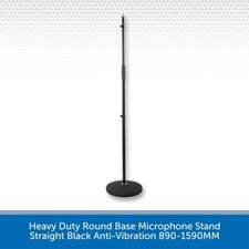 Heavy Duty Round Base Microphone Stand Straight Black Anti-Vibration 890-1590MM