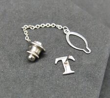 Tiffany & Co. 'T' Tie Pin Lapel Pin with Chain Sterling Silver 925 1cm