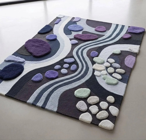 Hand tufted wool - wool, abstract