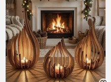 3 Pack Large Wooden Tealight