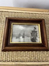 Vintage Framed Lithographic Print Frank Meadow Sutcliffe Nautical Boats