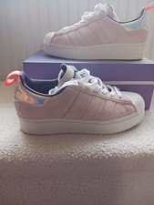 Adidas Superstar Girls Are Awesome UK 4 Pink Cloud Grey & Iridescent Suede Rare