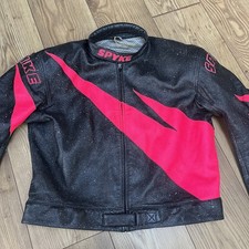 Spyke Black, Pink Speckle Leather Biker Jacket With Armour Eu 56 Uk46 XL