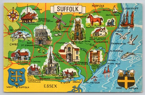 Vintage suffolk england map - vintage,