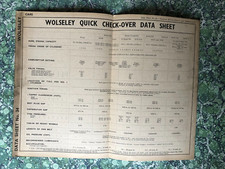 Vintage Newnes Quick Check Over Data Sheet Wolseley Series II & III  2341G