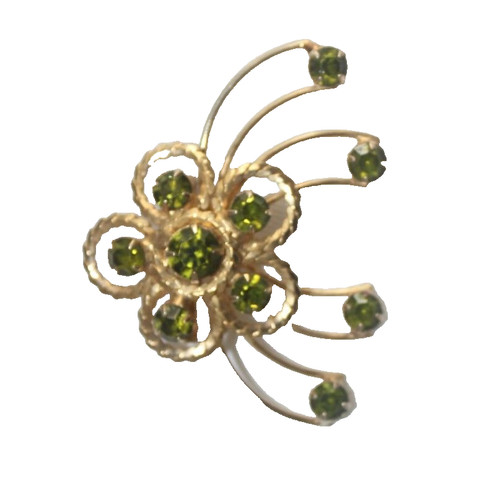 Vintage brooch pin green - , stone