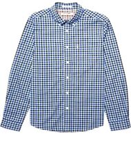 C2 Ben Sherman Mens Retro Mod House Blue Gingham 60s Long Sleeve Shirt, XS, S, M