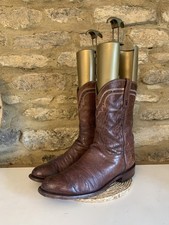 Lucchese 2000 Mens Brown Embroidered Cowboy Boots UK 9.5 US 10.5 Made In USA