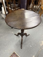Antique oak tripod table - table, /