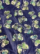 4.1 metres Navy Butterflies Hand Stamped 100% Cotton Batik Fabric