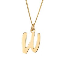 9ct Solid Yellow Gold Alphabet Pendant with Diamond Cut Curb Link Chain