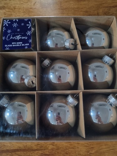 Christmas glass baubles silver - glass,