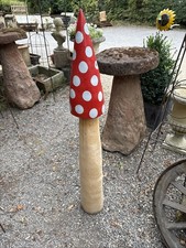 Carved Wooden Mushroom Garden Feature Handmade Large Toadstool 1200mm