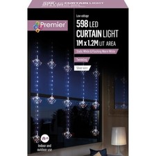 1.2 x 1M Sputnik Pin Wire Twinkling Curtain White With warm white twinkle LEDs