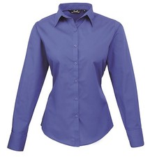 Premier Ladies Business Hospitality Barwear Long Sleeve Poplin Shirt Blouse
