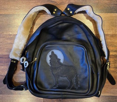Vtg leather backpack - backpack, bag