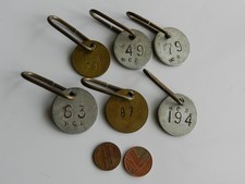 A COLLECTION of SIX NATIONAL COAL BOARD NUMBERED COLLIERY PIT CHECKS/TOKENS.