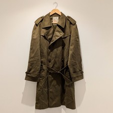 Vintage Spanish Military Trench Coat Olive Induyco 45% Wool Size Large