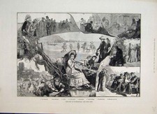 Original Old Antique Print