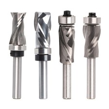 Solid Carbide Compression Flush Trim Router Bit 1/4in Shank Top Bearing Spiral