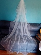 Ivory veil 2 tier chapel length with comb scattered diamante V2