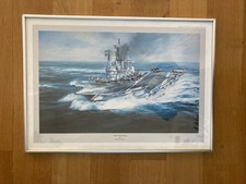 FINE ART FRAMED NAVAL PRINT 'H.M.S ARK ROYAL'  BY ROBERT TAYLOR 1978 25" x 18"