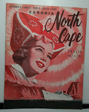 1953 Cunard Liner RMS Caronia North Cape Cruise Advertising fold out leaflet