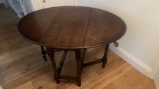 Antique Solid Oak Barley Twist Gate Leg Drop Leaf Table