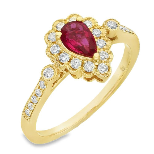9ct yellow gold - ruby, &