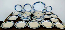 ANTIQUE ENGLISH LOSAL WARE BLUE & WHITE 22 PIECE PART DINNER SET GOOD CONDITION