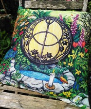 Cushion cover Chalice Well home decor scatter Pagan Wicca gardening Glastonbury