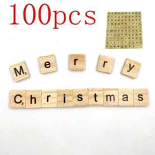 100 WOODEN SCRABBLE TILES BLACK LETTERS NUMBERS FOR CRAFTS WOOD ALPHABETS