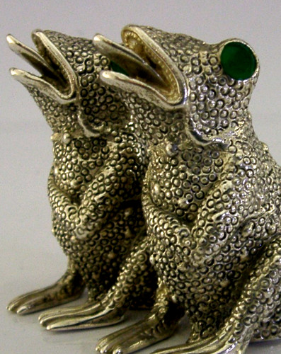 Solid silver frogs salt - frogs, &