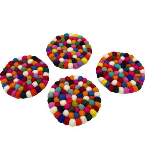 Felt ball round coasters - felt,