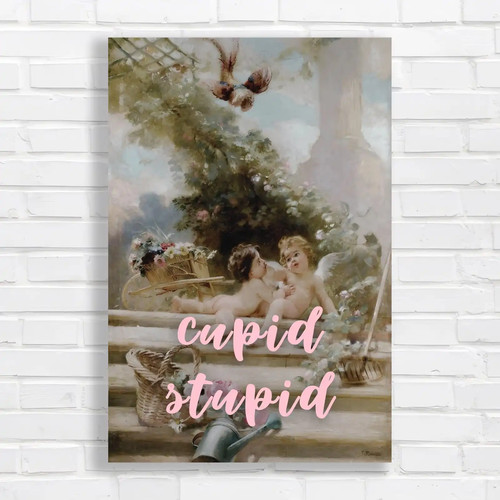 Romantic cherub fantasy canvas - romantic,