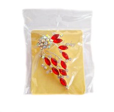 Red Crystal CZ Flower Brooch
