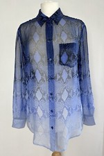 EQUIPMENT Blue Sheer Snakeskin Print Shirt, S