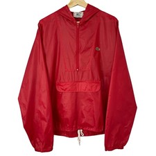 Vintage Red Lacoste Izod Half Zip Pullover Cagoule Windbreaker Jacket Medium M
