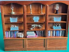 doll house furniture walnut 3 section book case all items included  1.12th E