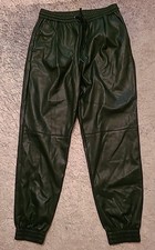 Zara Trousers Size 8 10 Womens Faux Leather Tracksuit Small Elastic Waist Ladies