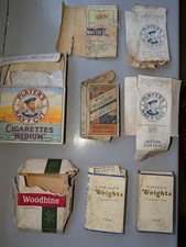 Cigarette Packets.  Players Navy Cut, Players Weights, Woodbine.