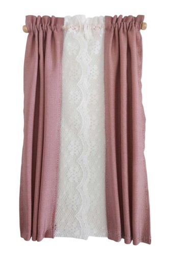 Dolls house curtains pink - house,