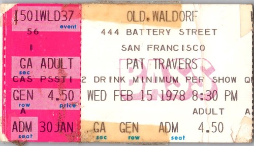Pat travers concert ticket - travers,