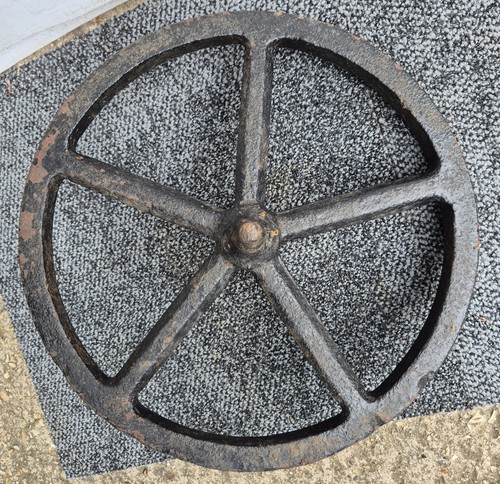 Vintage cast iron cart wheel - iron,