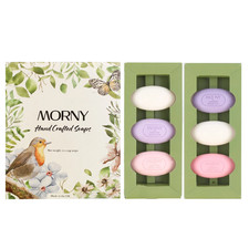MORNY Hand Crafted Soaps Gift Set - 6x50g - Lavender, Rose, Jasmine, Geranium, N