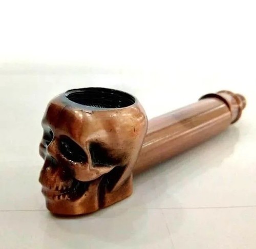 Bronze skull metal pipe - bronze,