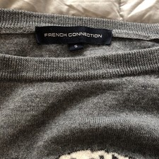French Connection Grey Leopard Cub Jumper Wool Rich Sz S 