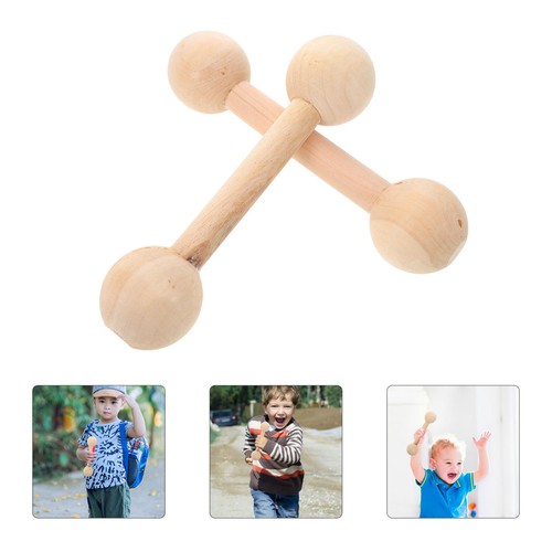 Kids wooden dumbbells 2pcs - wooden,