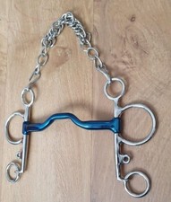 Ported Mouth Pelham Blue Horse Riding Alloy Pelham Sweet Horse Bit Brand New